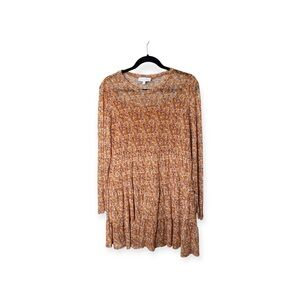 Love and Piece Collective Rusty Orange Floral Print Ruffle Dress Size Large